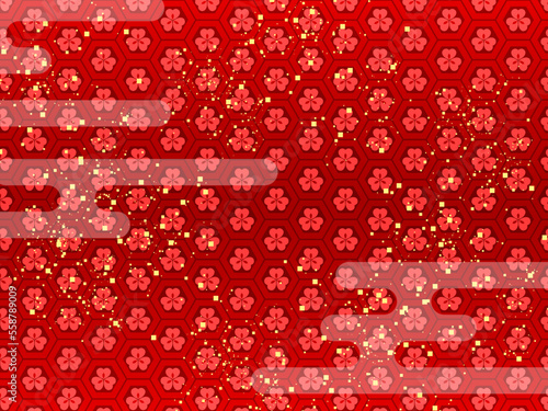 縁起の良い和風の背景素材、カタバミとカスミ