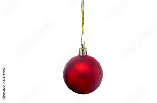 Matte red ball Christmas ornament in a white background 