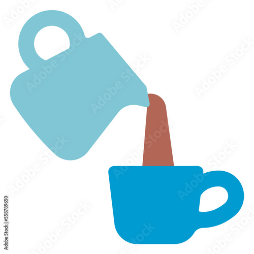 pouring coffee into cup illustration