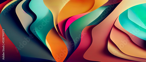 colorful abstract painting with wavy shapes