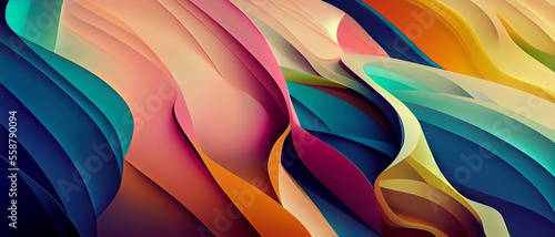 colorful abstract painting with wavy shapes