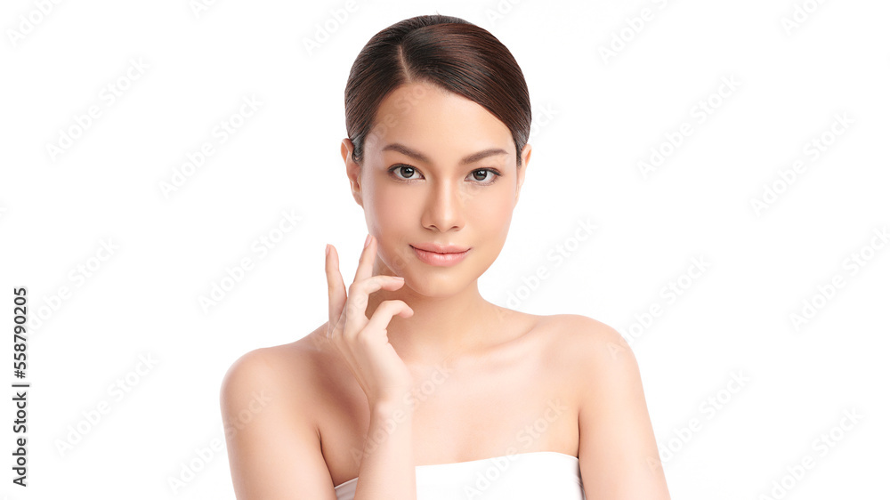 Beautiful young asian woman with clean fresh skin on white background, Face care, Facial treatment, Cosmetology, beauty and spa, Asian women portrait. Beautiful young asian woman with clean fresh skin on white background, Face care, Facial treatment, Cosmetology, beauty and spa, Asian women portrait.