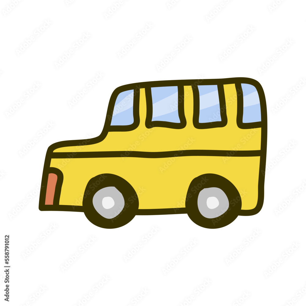 School bus illustration. Cute cartoon style for kids. Editable file format.