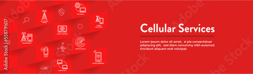 Cell Phone Location Services with web header and icons set