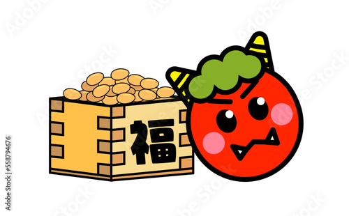 福豆と赤鬼のイラスト