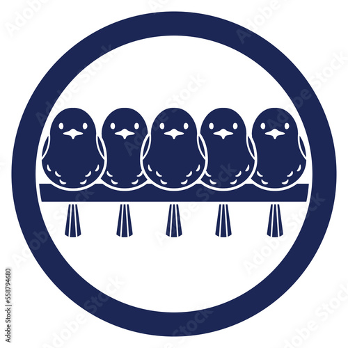 シマエナガのイラスト　団子　野鳥　シンボル　紋