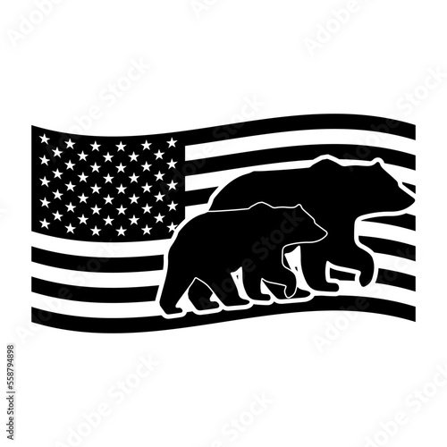 Bear and Us Flag as a Background