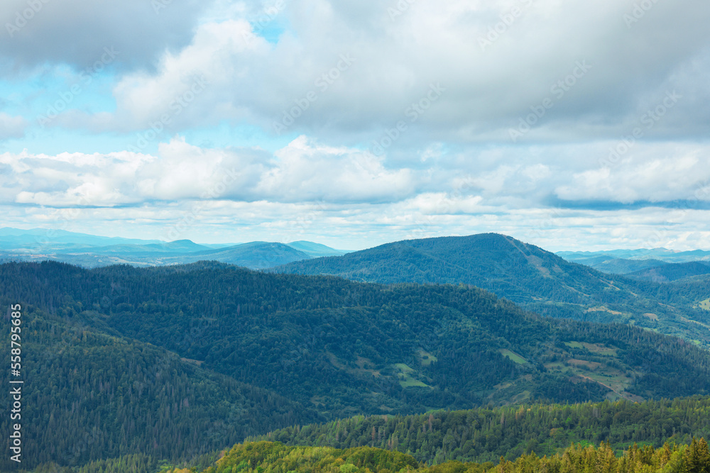 Picturesque view of mountain landscape and cloudy sky