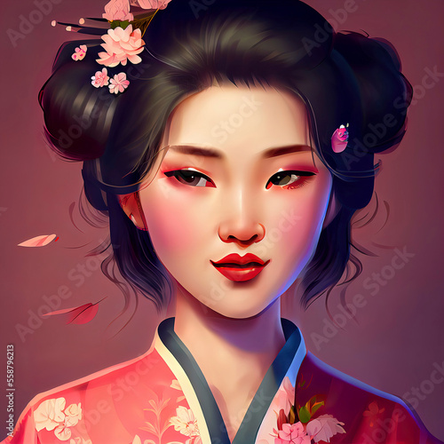 portrait of beautiful Chinese woman in traditional costume