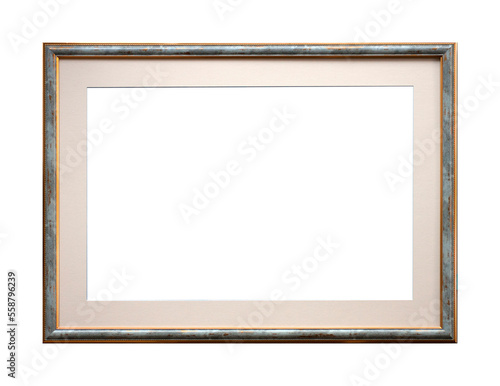 Large plastic stylized frame with a passe-partout for a picture isolated on a white background
