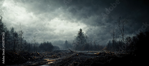 background of trees in a forest of darkness