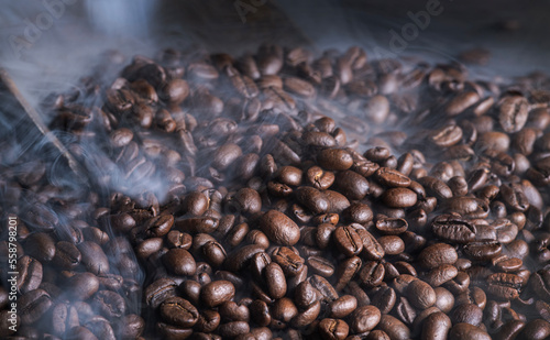 coffee beans being roasted  photo