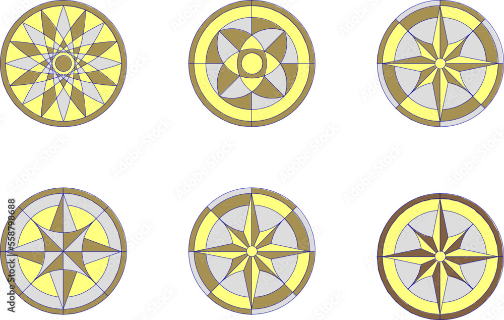 sketch vector illustration of classic circle element motif for stained glass sketch vector illustration of classic circle element motif for stained glass