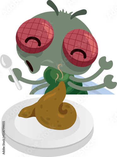 A fly happily enjoys a poop meal.