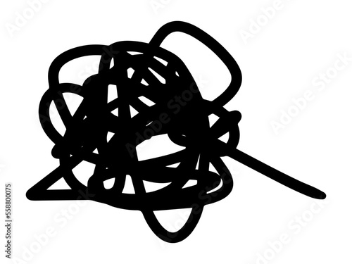 Chaotic messy icon design. Confused mind metaphor illustration.