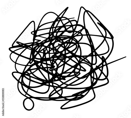 Messy lines hand drawn icon design. Confused mind metaphor illustration.
