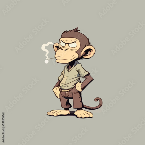 Canvas Print a monkey was standing wearing a shirt and smoking a cigarette in his mouth