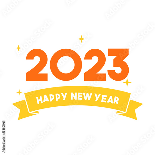 Yellow and Orange Flat New Year Lettering and Number 1