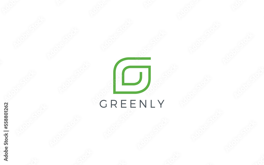 Letter G logo formed leaf symbol with simple line Letter G logo formed leaf symbol with simple line