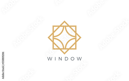Window logo formed with simple and modern shape in gold color