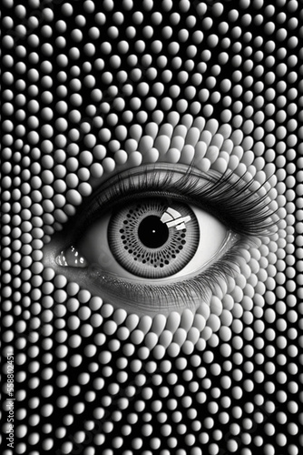 black and white eye macro generative AI