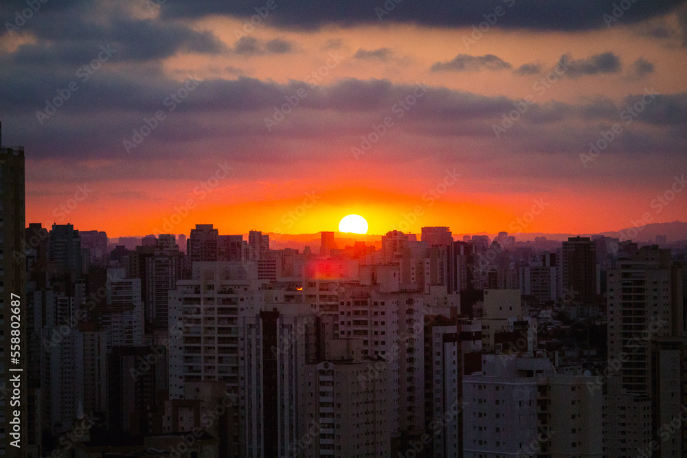 sunset over city sunset over city