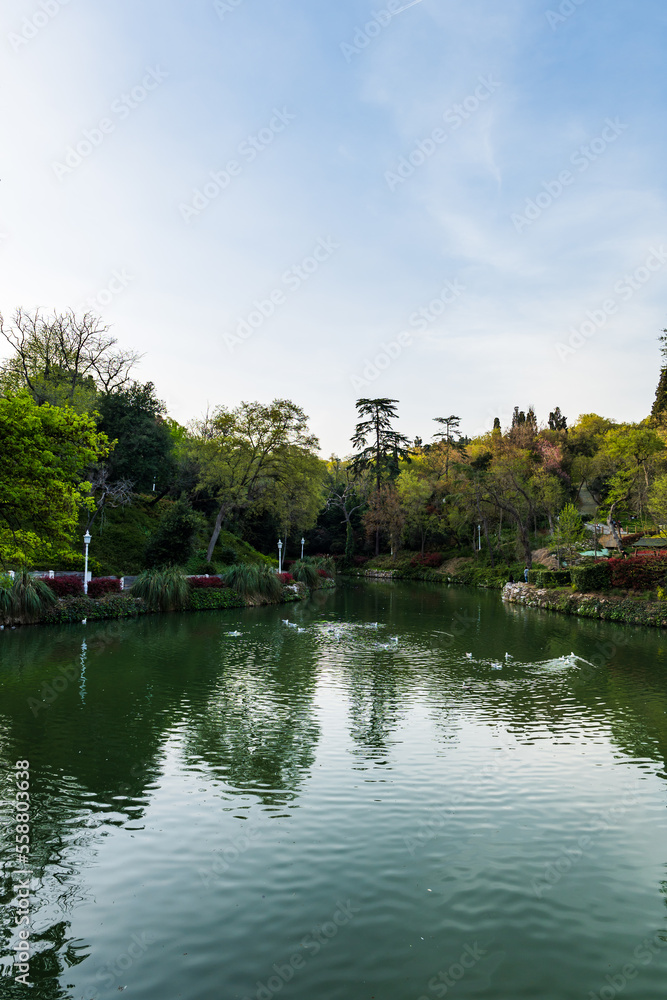 Yildiz Park lake view in Besiktas area of Istanbul, Turkey. It's a popular and famous park for local people and tourists