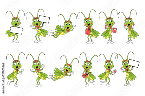 cute grasshopper animal cartoon graphic