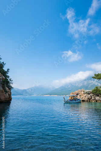  Mediterranean sea landscape in Antalya region, Turley. Antalya is a popular resort area in Turkey. 