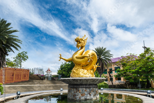 Golden Dragon Monument (Hai Leng Ong Monument Monument in the local language) at Queen Sirikit Park, a famous landmark in Phuket Town, Thailand
