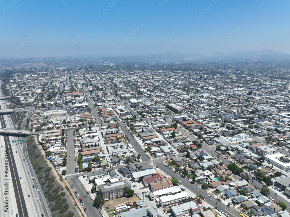 Aerial view of North Park neighborhood in San Diego, California, United States. July 13th, 2022 