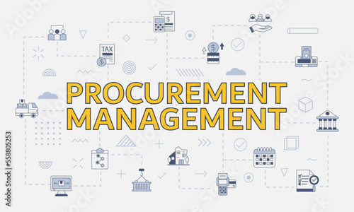 procurement management concept with icon set with big word or text on center
