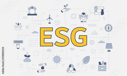 esg environmental social governance concept with icon set with big word or text on center