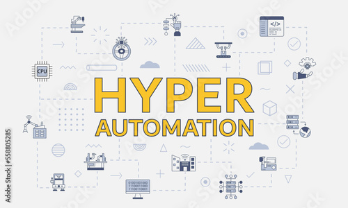 Billede på lærred hyper automation concept with icon set with big word or text on center