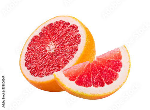Fotografia, Obraz pink grapefruit citrus fruit isolated on transparent png