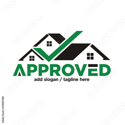 house or home  with check list or check mark for approved.