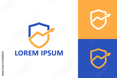 Statistic invest shied logo template design vector