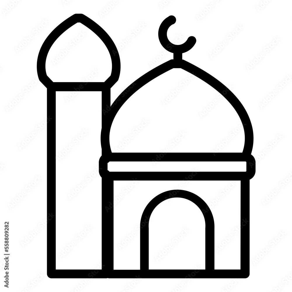 Mosque icon line. Muslim building to pray. Vector illustration Mosque icon line. Muslim building to pray. Vector illustration