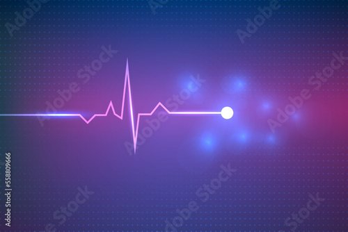 digital heartbeat lines showing on laptop. medical innovation technology abstract.