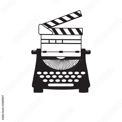 Typewriter connected to clapperboard