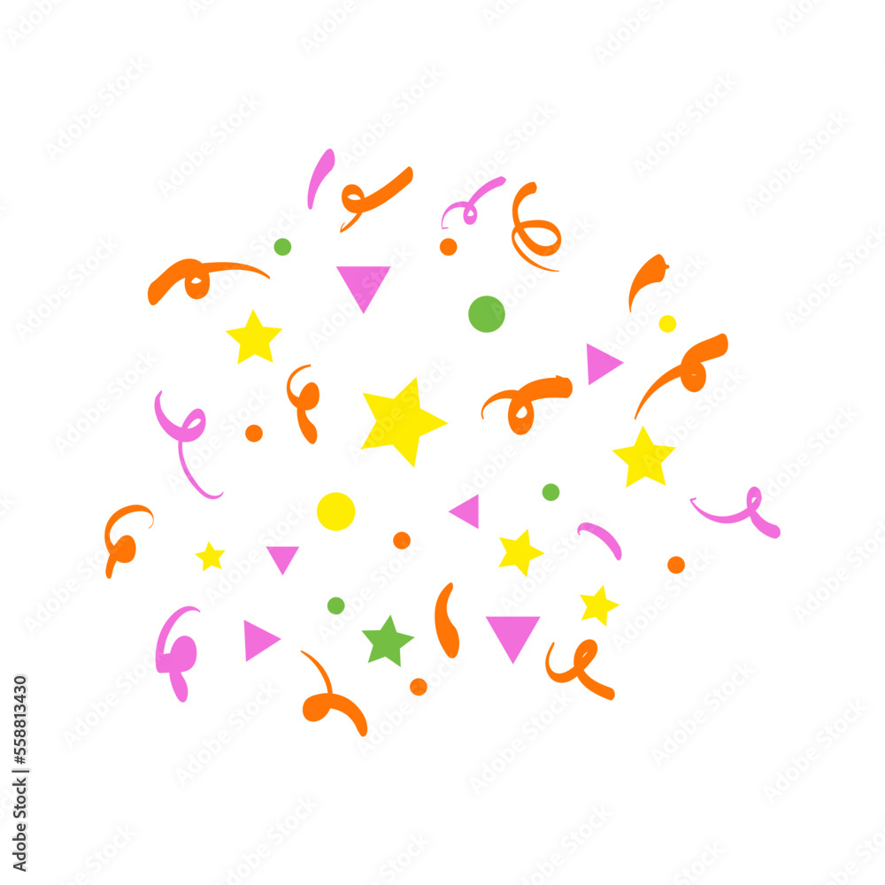 Confetti vector illustration decoration design for birthday, event, anniversary. Colorful element ribbon decorate. Confetti vector illustration decoration design for birthday, event, anniversary. Colorful element ribbon decorate.