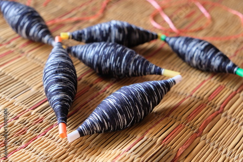 indigo dyed yarn, blue color,natural cotton yarn. Natural fibers thread from natural cotton dyed with natural color , Thailand.