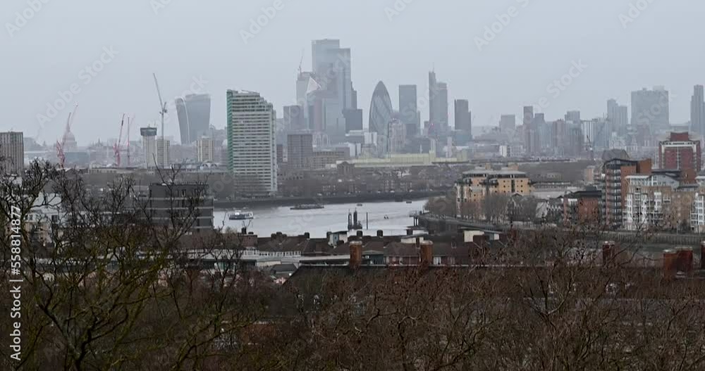 A View into the City of London from the top of Greenwich Park, London, United Kingdom A View into the City of London from the top of Greenwich Park, London, United Kingdom