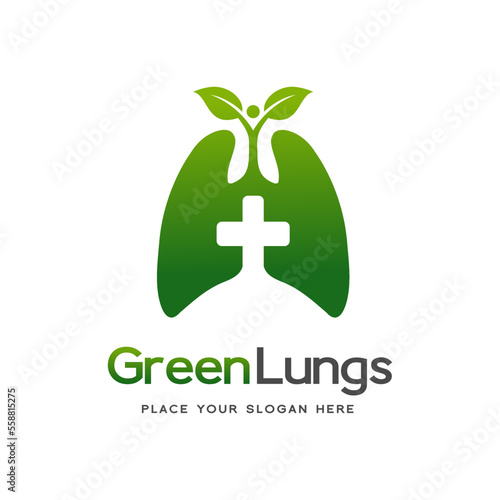 Green Lungs vector logo template. This logo with leaf.