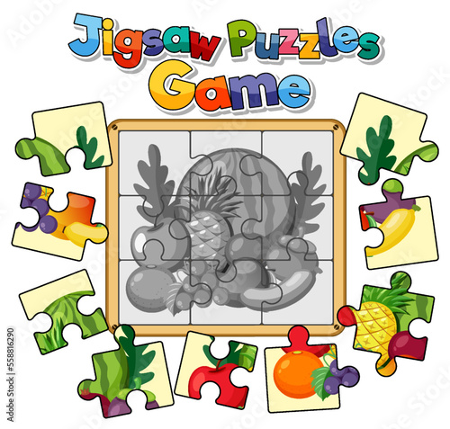 Fruits photo jigsaw puzzle game template