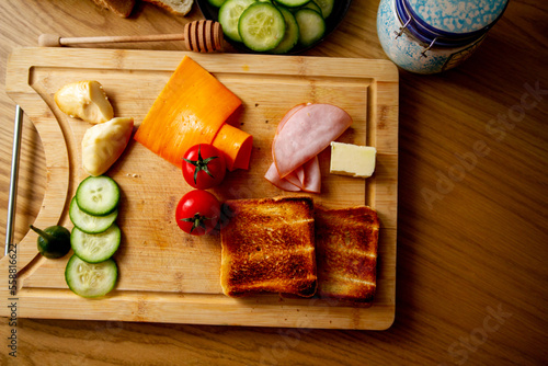a sandwich for a morning breakfast at home and at work