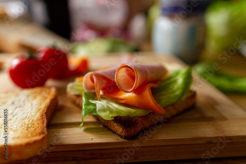 a sandwich for a morning breakfast at home and at work