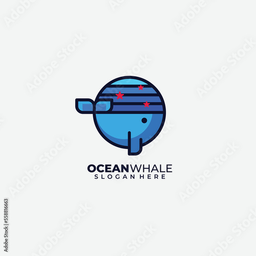 Free Download cute whale logo illustration design template colorful - GFXLoad