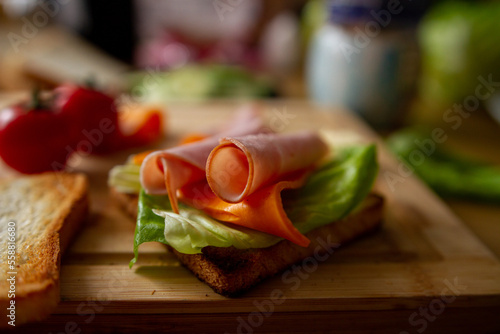 a sandwich for a morning breakfast at home and at work