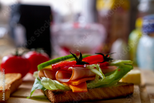 a sandwich for a morning breakfast at home and at work